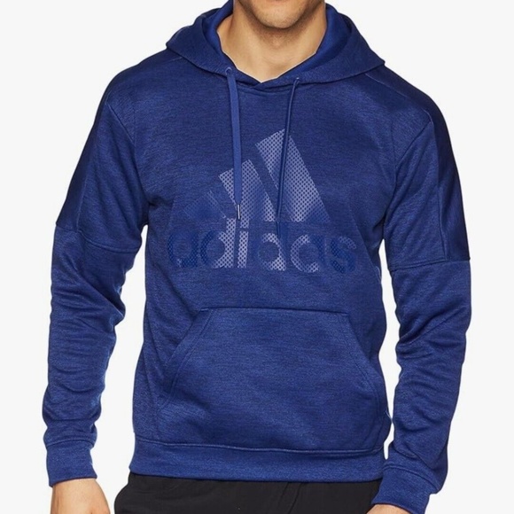 Adidas Men's Blue Fleece Pullover Hoodie - Picture 5 of 5